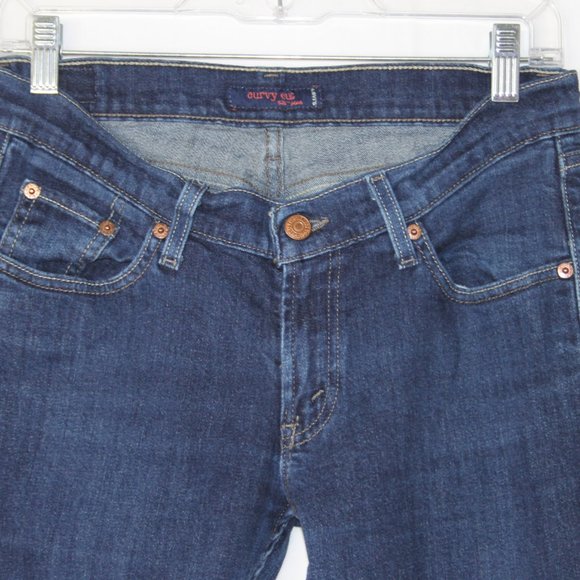 LEVIS CURVY CUT 528 LOW RISE DARK DENIM JEANS SZ 9 M JUNIORS BOOT CUT WIDE *RAW - Picture 7 of 16